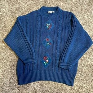 Vintage cable knit crew neck sweater